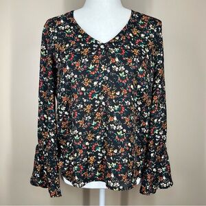 J. Crew Mercantile Black Floral Blouse Women’s Size 6 NWOT